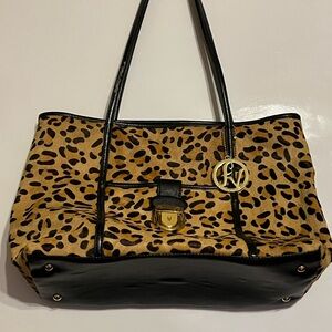 Valentino Fortuna leopard Print Double Handle Large Bag With Bag Charm